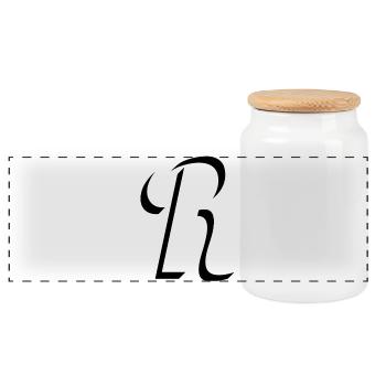 Lettre R, nom, la lettre R - Boîte à biscuits avec couvercle en bois - blanc - Devant