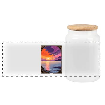 Bewitching Coastal Sunset - Panoramic Cookie Jar with Wooden Lid - white - Front