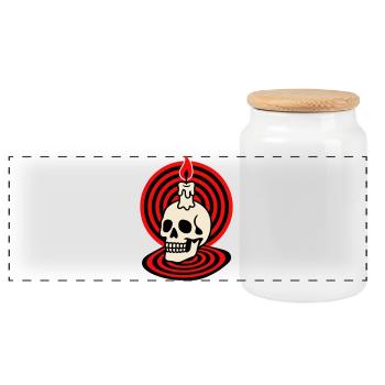 Hypno Skull - Panorama Keksdose mit Holzdeckel - Weiß - Vorne