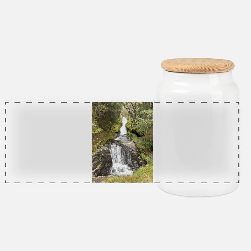 Conception de cascade de parc naturel - Boîte à biscuits avec couvercle en bois - blanc