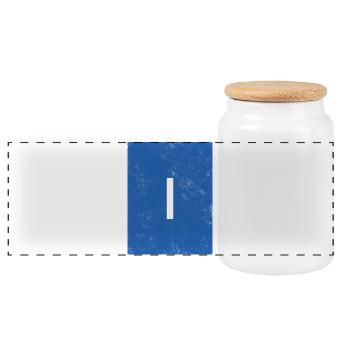 Minimalist Blue RulerDesign - Panoramic Cookie Jar with Wooden Lid - white - Front