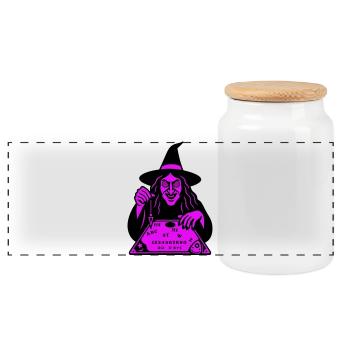Hypnotic Witch Board - Panoramic Cookie Jar with Wooden Lid - white - Front