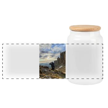 Sunset in the mountains - Panoramic Cookie Jar with Wooden Lid - white - Front