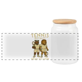Tennis : animaux, et lion - Boîte à biscuits avec couvercle en bois - blanc - Devant