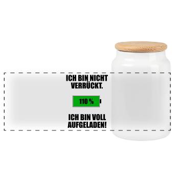 T-shirt "I'm not crazy" - Panoramic Cookie Jar with Wooden Lid - white - Front