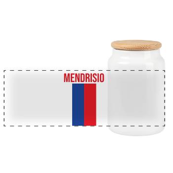 Great Mendrisio souvenir - Panoramic Cookie Jar with Wooden Lid - white - Front