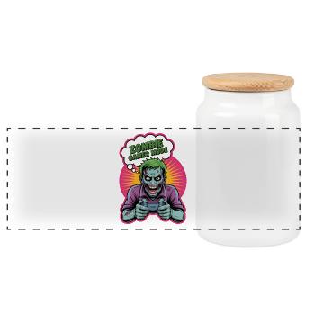 Zombie Gamer Mode T-shirt - Panorama Keksdose mit Holzdeckel - Weiß - Vorne