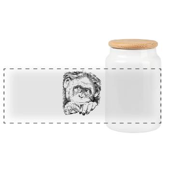 Singe - Boîte à biscuits avec couvercle en bois - blanc - Devant