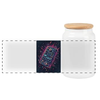 Digital DJ Controller Explosion - Panoramic Cookie Jar with Wooden Lid - white - Front