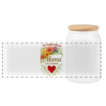 Nous aimons maman pour toujours - Cadeau maman - Boîte à biscuits avec couvercle en bois - blanc - Devant