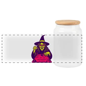 Hypno Witch - Panoramic Cookie Jar with Wooden Lid - white - Front