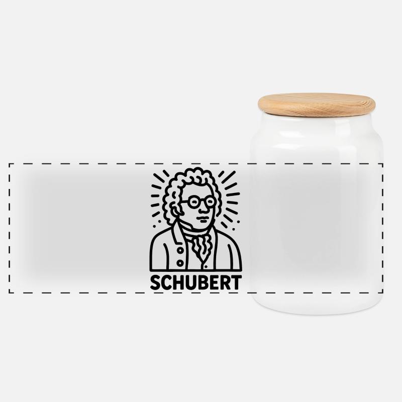Franz Schubert - Panorama Keksdose mit Holzdeckel - Weiß