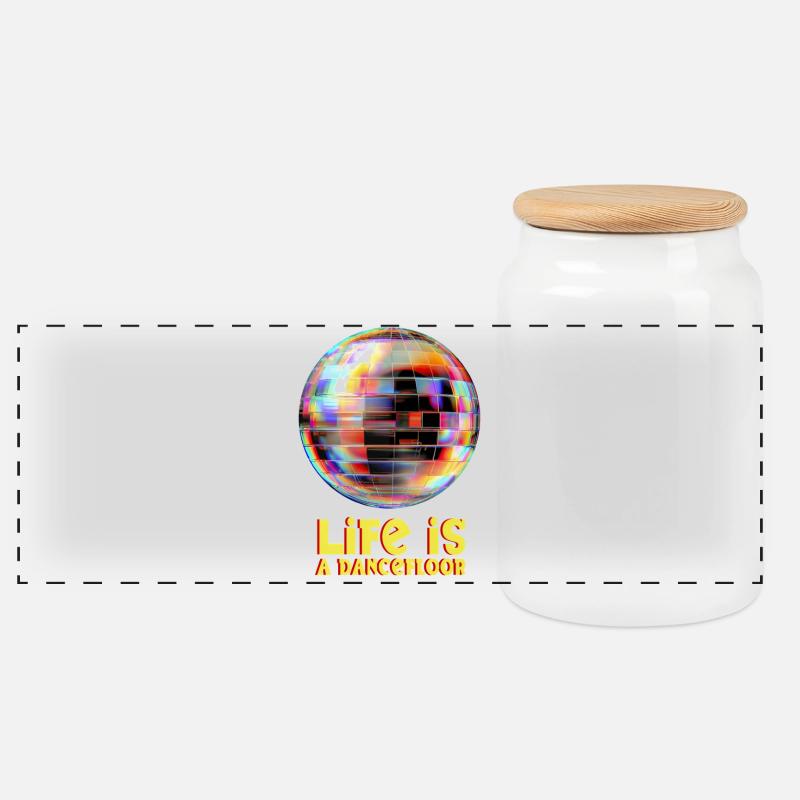 Disco Globe with Bright Colors - Panorama Keksdose mit Holzdeckel - Weiß