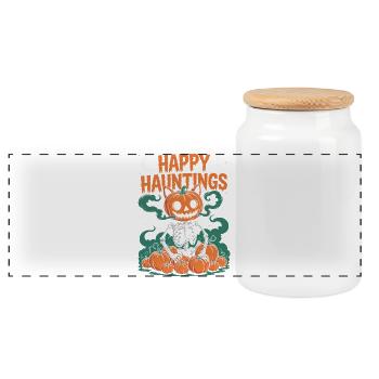 Spooky Jack-o'-Lantern Squelette Halloween Design - Boîte à biscuits avec couvercle en bois - blanc - Devant