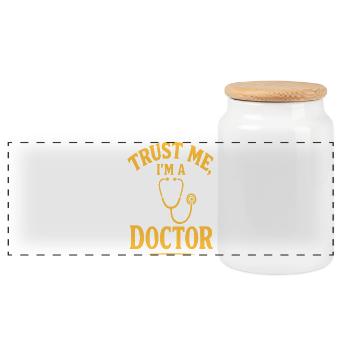 Original design for doctors and caregivers - Panoramic Cookie Jar with Wooden Lid - white - Front