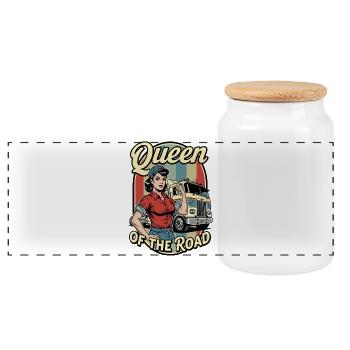 Queen of the Road - Panorama Keksdose mit Holzdeckel - Weiß - Vorne