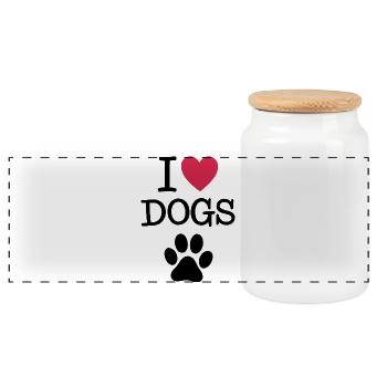 J’aime les chiens Citation pour le propriétaire du chien - Boîte à biscuits avec couvercle en bois - blanc - Devant