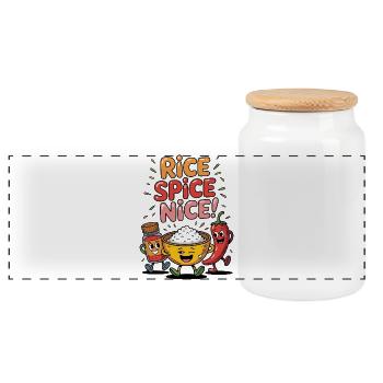 Riz frit Épices Riz chaud agréable - Boîte à biscuits avec couvercle en bois - blanc - Devant