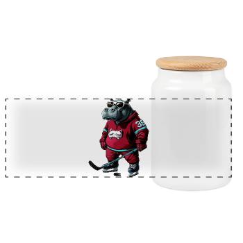 Nilpferde Eishockey - Panorama Keksdose mit Holzdeckel - Weiß - Vorne
