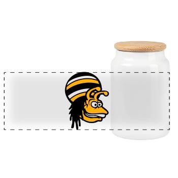 snail reggae music rasta hair hat Jamaica - Panoramic Cookie Jar with Wooden Lid - white - Front