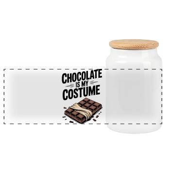 Le chocolat, c’est mon costume - Boîte à biscuits avec couvercle en bois - blanc - Devant