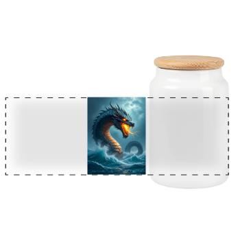 Leviathan, colossal biblical sea serpent of storms - Panoramic Cookie Jar with Wooden Lid - white - Front