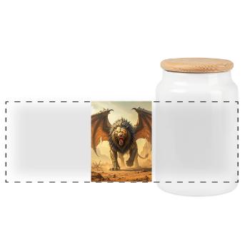 Sphinx égyptien, corps de lion - Boîte à biscuits avec couvercle en bois - blanc - Devant