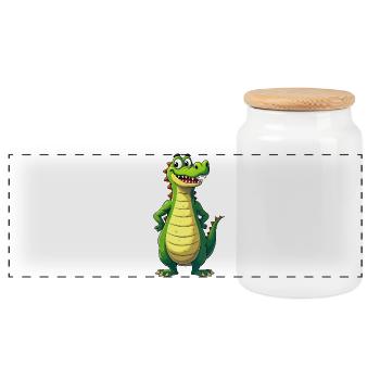 Krokodil Illustration Clipart Afrika Tier lustig - Panorama Keksdose mit Holzdeckel - Weiß - Vorne