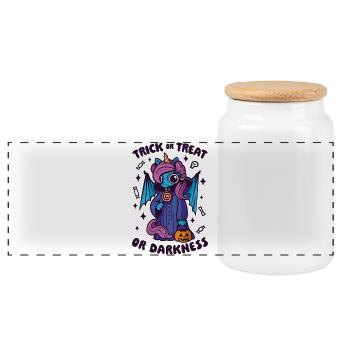 Dark Candy Unicorn - Süßes oder Saures oder Dunkelheit - Panorama Keksdose mit Holzdeckel - Weiß - Vorne