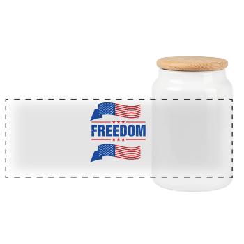 Stilvolle Freiheit Flaggenmotiva - Panorama Keksdose mit Holzdeckel - Weiß - Vorne
