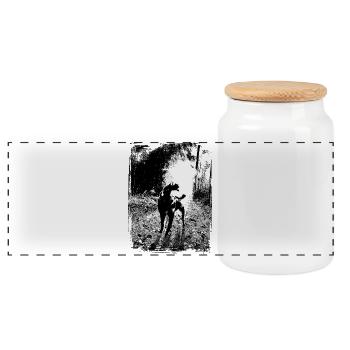 Schwarz-Weiß Hund im Wald - Panorama Keksdose mit Holzdeckel - Weiß - Vorne