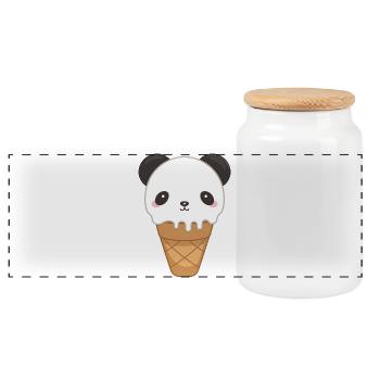 Niedlicher Panda Kawaii Food Lover - Panorama Keksdose mit Holzdeckel - Weiß - Vorne