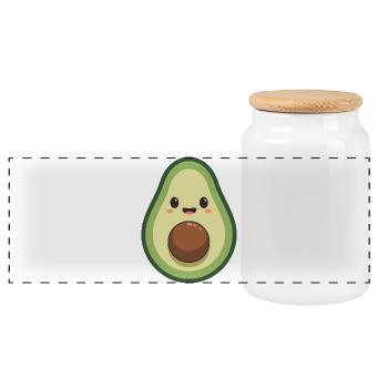 Kawaii Avocado - Panorama Keksdose mit Holzdeckel - Weiß - Vorne