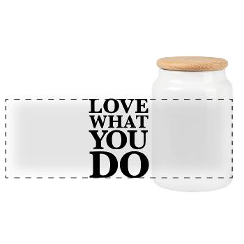 Love What You Do - Motivation Statement Black - Panoramic Cookie Jar with Wooden Lid - white - Front