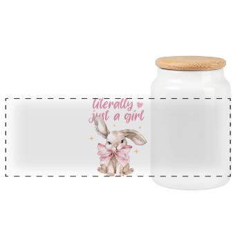 Just a Girl Coquette Shirt – Girly Top - Panoramic Cookie Jar with Wooden Lid - white - Front