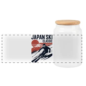 Japan Ski Classic Design rétro - Boîte à biscuits avec couvercle en bois - blanc - Devant