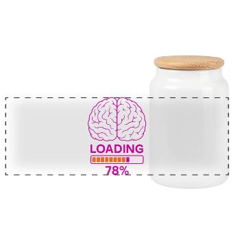 Neurobiology Brain Charging Indicator Design - Panoramic Cookie Jar with Wooden Lid - white - Front