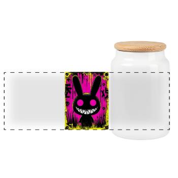 Lapin Noir Électro - Boîte à biscuits avec couvercle en bois - blanc - Devant