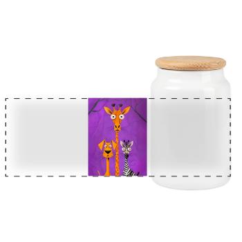 Gothic Tiere Illustration auf violettem Hintergrund - Panorama Keksdose mit Holzdeckel - Weiß - Vorne