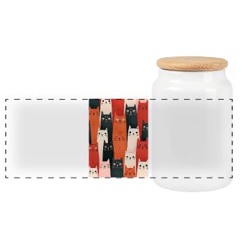 Illustration de chats colorés - Boîte à biscuits avec couvercle en bois - blanc - Devant