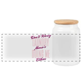 Funny Laundry Quote Design - Panoramic Cookie Jar with Wooden Lid - white - Front