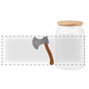 T-shirt avec illustration de hache des bois - Boîte à biscuits avec couvercle en bois - blanc - Devant