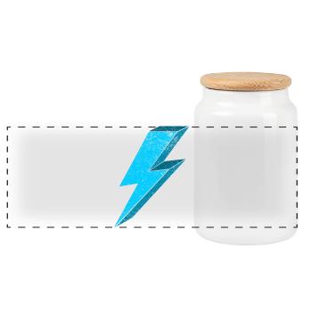 Elektrischer Blitz Design 3D - Panorama Keksdose mit Holzdeckel - Weiß - Vorne