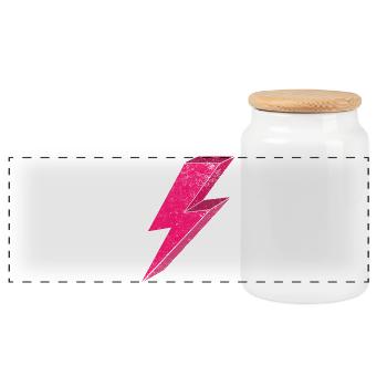 Bright Pink Lightning Design 3D - Panoramic Cookie Jar with Wooden Lid - white - Front
