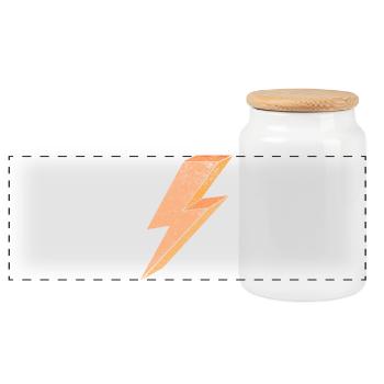 Symbole de foudre en 3D orange chaud - Boîte à biscuits avec couvercle en bois - blanc - Devant