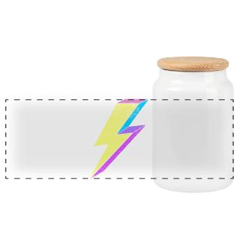 Leuchtende Lightning-Design mit Pastellfarben 80s  - Panorama Keksdose mit Holzdeckel - Weiß - Vorne