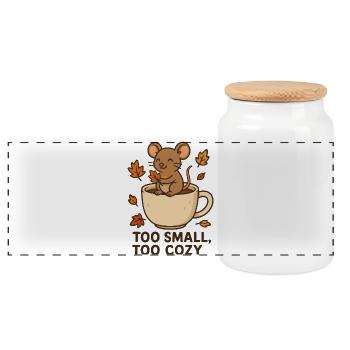 Cuddly mouse ritual in autumn - Panoramic Cookie Jar with Wooden Lid - white - Front