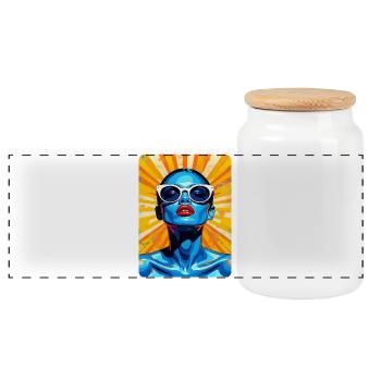 t-shirt pop art portrait illustration pin up - Boîte à biscuits avec couvercle en bois - blanc - Devant