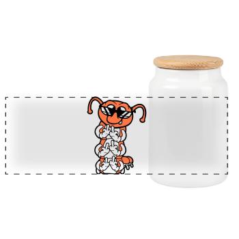 Caterpillar Middle Finger Insult Sunglasses Cool - Panoramic Cookie Jar with Wooden Lid - white - Front