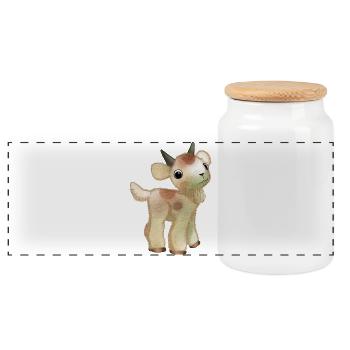 Dwarf goat - Panoramic Cookie Jar with Wooden Lid - white - Front